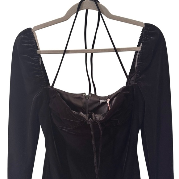 NWT House of CB Babydoll Georgette Halter Mini Dress Black Velvet Size Small - Picture 8 of 16